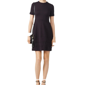 Yigal Azrouël Black Textured Fit & Flare Dress, Made in NYC, Size 4 Designer